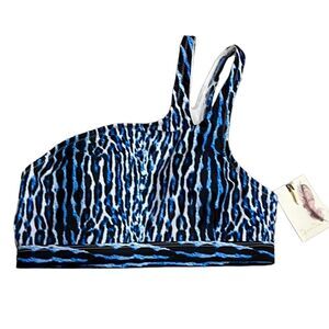 Jessica Simpson Navy Animal Safari One Shoulder Bikini Swim Top NEW